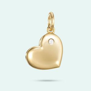 9k Yellow Gold Heart Diamond Charm