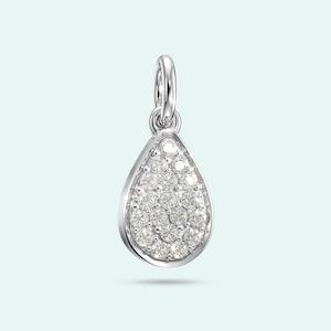 9k White Gold Full Love Drop Diamond Charm