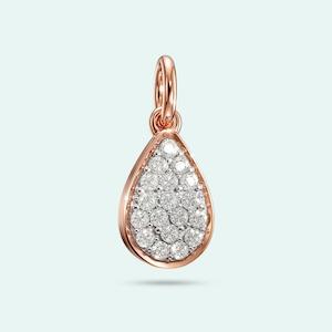 9k Rose Gold Full Love Drop Diamond Charm