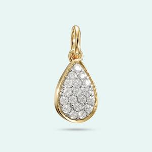 9k Yellow Gold Full Love Drop Diamond Charm