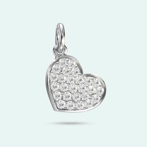 9k White Gold Full Heart Diamond Charm