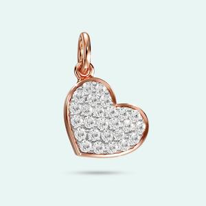 9k Rose Gold Full Heart Diamond Charm