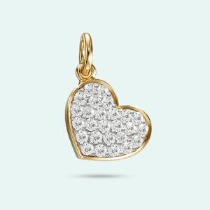 9k Yellow Gold Full Heart Diamond Charm