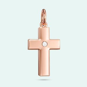 9k Rose Gold Cross Diamond Charm