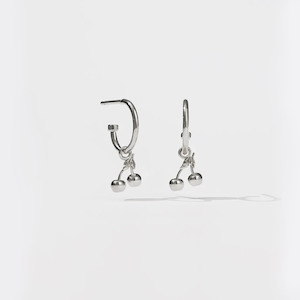 Meadowlark: Sterling Silver Cherry Charm Signature Hoops