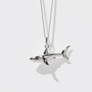 Sterling Silver Shark Charm 50cm Necklace