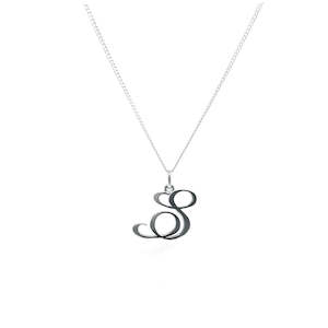 Sterling Silver Cursive Letter Charm Necklace - Letter S