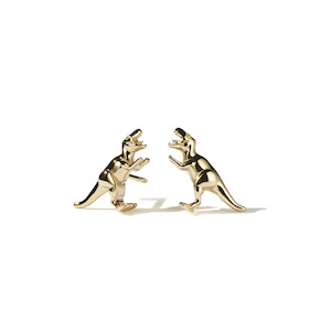 Sterling Silver Gold Plated Dinosaur Stud Earrings