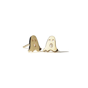 Gold Plated Sterling Silver Ghost Shell Stud Earrings