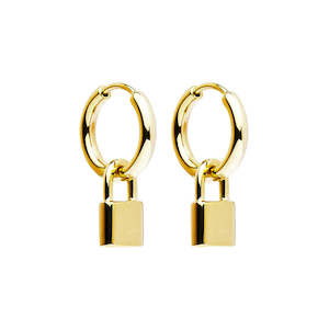 Najo: Love Lock Huggie Earrings - Gold Plated