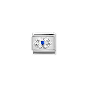 Composable Classic Link 330304/43 Eye With White & Blue CZ In Silver