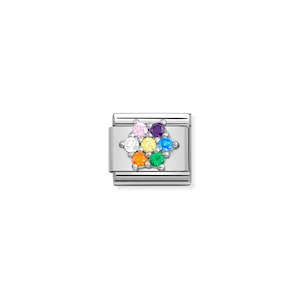 Composable Classic Link 330322/05 Rainbow CZ Flower In Silver