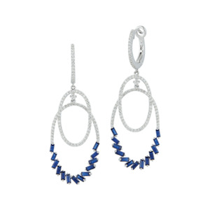 14k White Gold Diamond & Sapphire Dress Earrings