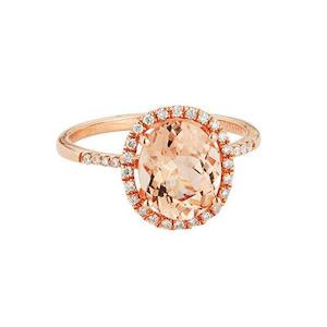 14k Rose Gold Oval Morganite & Diamond Ring