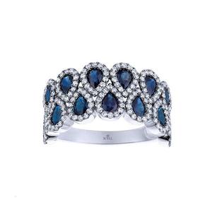 14k White Gold Sapphire & Diamond Dress Ring