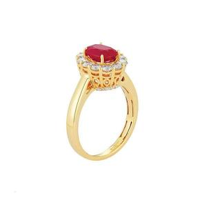 14k Yellow Gold Oval Ruby & Diamond Ring