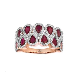 14k Rose Gold Ruby & Diamond Dress Ring