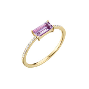 14k Yellow Gold Amethyst & Diamond Dress Ring