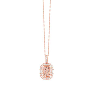 14k Rose Gold Morganite & Diamond Pendant