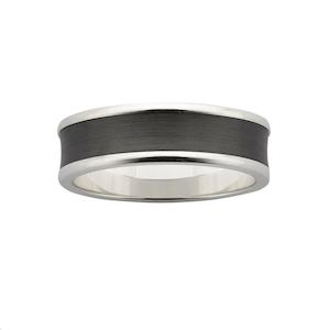 Ziro: Silver & Black Zircon Wedding Ring - WD480Z-7