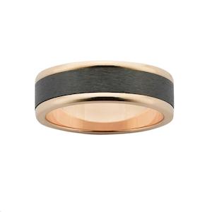 Rose Gold & Black Zircon Wedding Ring - WD560Z-7