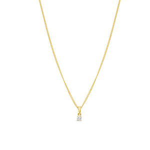 Necklaces: 9k Yellow Gold 0.10ct Diamond 4 Claw Pendant