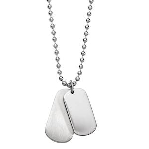 Mens Stainless Steel Matte & Shiny Double Dog Tags