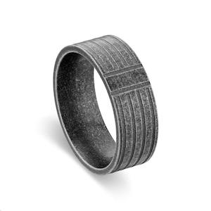 Mens Ore Wide Ring In Gun Metal Grey