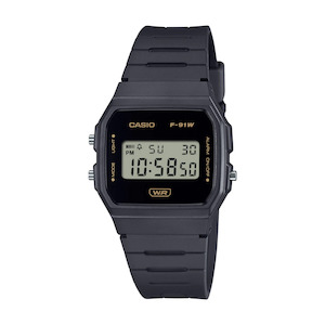 Casio Vintage Black & Gold Digital Watch - F91WB-8A