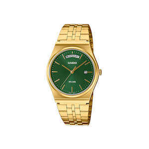 Casio Vintage Day Date Retro Gold Plated Green Dial Watch - MTPB146G-3A