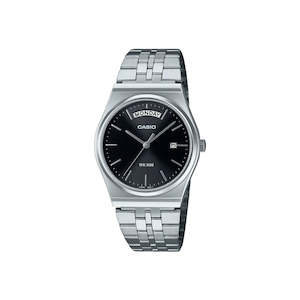 Casio Vintage Day Date Retro Stainless Steel Black Dial Watch - MTPB146D-1A