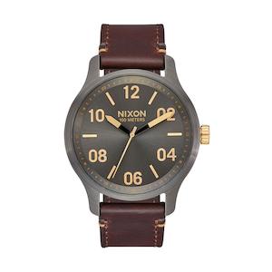 Nixon: Gun Metal / Gold - Patrol Leather, 42mm - A1243 595-00