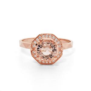 Ritual Ring - Morganite & Diamond - 9k Rose Gold