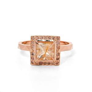 Euphoria Ring - Peach Morganite & Chapagne Diamonds - 9k Rose Gold