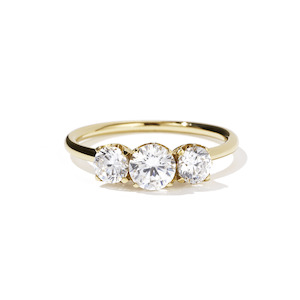 9k Yellow Gold Signature 3 Stone Diamond Ring