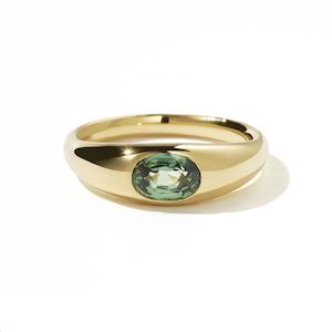 9k Yellow Gold Green Sapphire Claude Ring