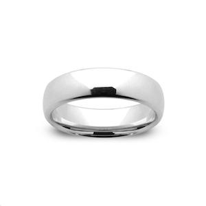 Sterling Silver Mens 6mm Quarter Comfort Curve Band