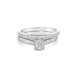 9k White Gold Diamond Wedding Ring Set