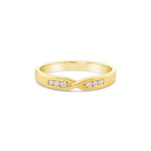 9k Yellow Gold 6 Stone Diamond Channel Set Anniversary Ring