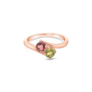 9k Rose Gold Peridot & Pink Tourmaline Dress Ring