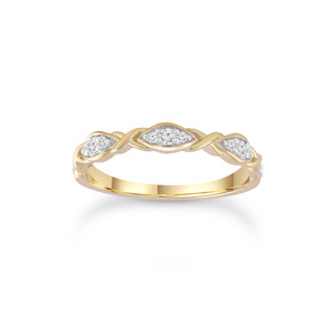 9k Yellow Gold Twist Diamond Anniversary Band Ring