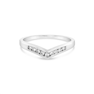 9k White Gold 0.15ct Diamond V Shape Ring