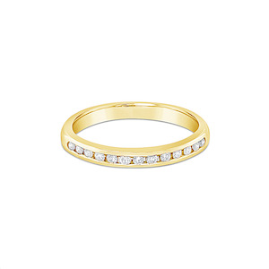 Womens Wedding Rings: 9k Yellow Gold Channel Set 0.19ct Diamond Band Ring