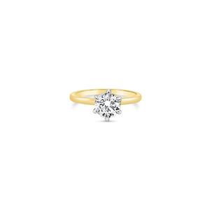 9k Yellow & White Gold Laboratory Diamond 6 Claw Solitaire Ring