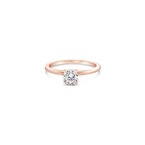 9k Rose & White Gold 4 Claw Diamond Solitaire Ring