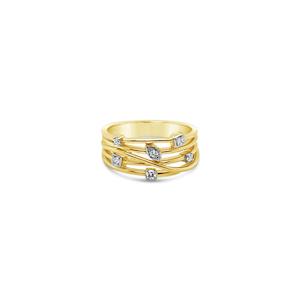 Ring - 9k Yellow Gold 4 Band Diamond Dress Ring