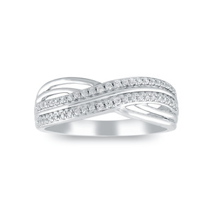 Diamond Dress Rings: 9k White Gold 018ct Diamond Crossover Dress Ring