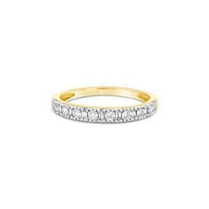 9k Yellow Gold 0.20ct Round Brilliant & Baguette Diamond Anniversary Ring