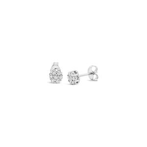 9k White Gold 0.25ct Diamond Cluster Studs Earrings