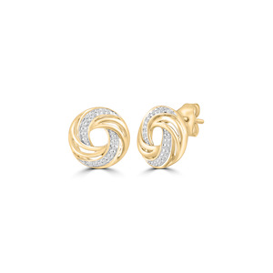 9k Yellow Gold & Diamond Twist Stud Earrings